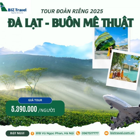 Tour đoàn riêng|Hà Nội - Đà Lạt - Buôn Mê Thuột 4N3D từ Hà Nội năm 2025