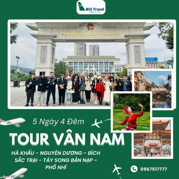 Tour Hà Khẩu - Nguyên Dương - Bích Sắc Trại - Tây Song Bản Nạp - Phổ Nhĩ 5N4D từ Hà Nội năm 2025